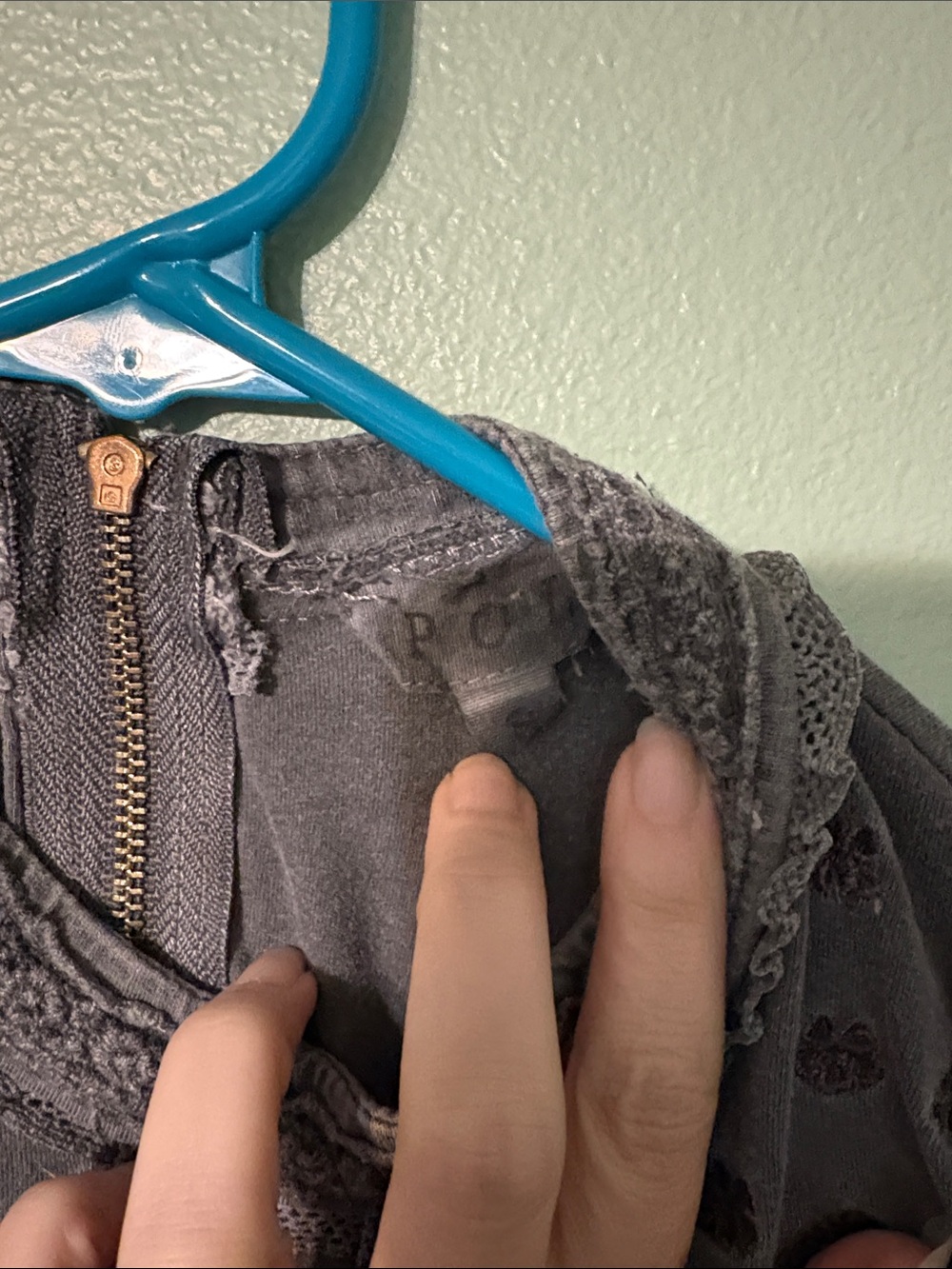 POL Sleeveless Embroidered Mock Neck Top - Charcoal - Picture 2 of 3